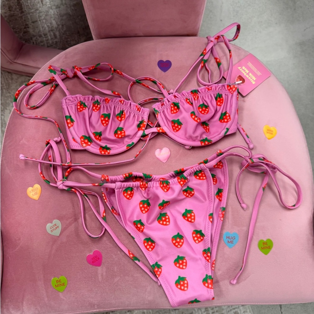Pink Strawberry Bikini Set